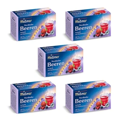 Abbildung von Meßmer Nordische Beere 5x Vorteilspaket 100 Teebeutel Früchtetee mit Beeren Aroma Glutenfrei Laktosefrei Vegan