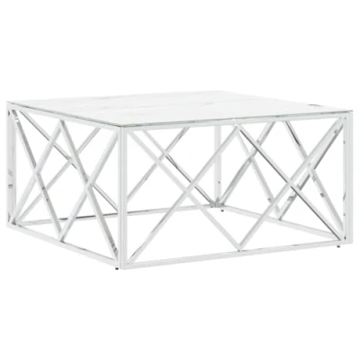 Abbildung von vidaXL Couchtisch Silbern 80x80x40 cm Edelstahl und Glas (1 St)
