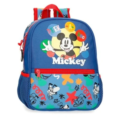Abbildung von Joumma Bags Disney Micky Peek a Boo, Schulrucksack, aus Polyester, Verschiedene Taschen und Fächer, breite Träger, ergonomisch gepolstert., blau, Vorschulrucksack