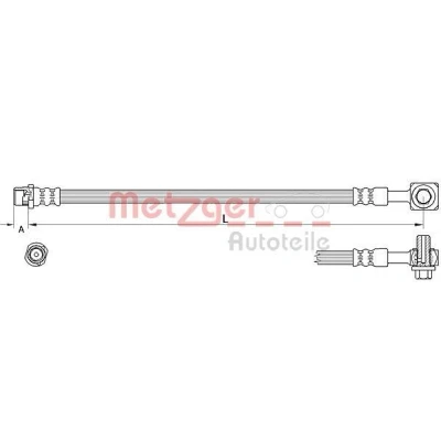 Abbildung von METZGER 4111625 Bremsschläuche Vorderachse rechts 596 OPEL: Mokka / X
