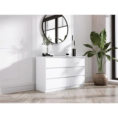 Abbildung von 3E 3xE living.com Kommode mit 6 Schubladen 120 cm, Farbe: Weiss Matt, H: 79 B: T: 39 cm