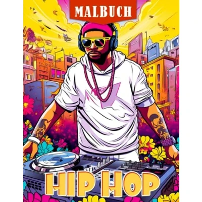 Abbildung von Hip Hop Malbuch: Größte Rapper Sammlung mit kreativen und erstaunlichen Designs für Jugendliche Erwachsene zur Stressreduzierung Entspannung