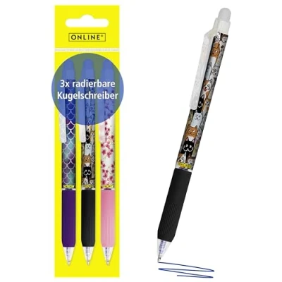 Abbildung von Online magiXX 3x Radierstift Girls I Gelschreiber blau 0,7mm radierbar Tintenroller für Schreibenlernen &amp; Büro Kleine Geschenke Ostern Radierbarer Kugelschreiber Schüler