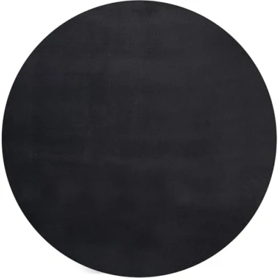 Abbildung von the carpet Cosy kuschelig Warmer Fellteppich, weich und elegant, waschbar Fußbodenheizung geeignet, Öko Tex Zertifiziert, Schwarz, 120 cm Rund