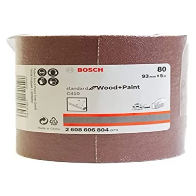 Abbildung von Bosch Professional 1x Schleifrolle C410 Standard for Wood and Paint (für Holz, 93 mm x 5 m, Körnung 80, Reißbar, Zubehör für Handschleifen, Schwingschleifer)