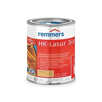 Abbildung von Remmers HK Lasur 3in1 hemlock, 0,75 Liter, Holzlasur aussen, 3n1: Imprägnierung, Grundierung &amp; Lasur, Holzschutz vor Feuchtigkeit UV Strahlung