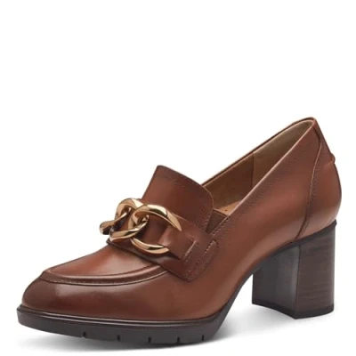Abbildung von Tamaris Comfort Damen Trotteur aus Leder mit Blockabsatz, Braun (Cognac), 42 EU
