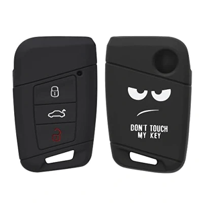 Abbildung von kwmobile Autoschlüssel Hülle kompatibel mit VW 3 Tasten (nur Keyless Go) Schlüsselhülle Don&#039;t Touch My Key Weiß Schwarz