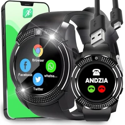Abbildung von Retoo Bluetooth Smartwatch Armband 45mm Sport Band Armbanduhr Fitness Herren Set, Barometer, Beschleunigungssensor, Tracker, Wasserdicht