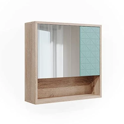 Abbildung von Vicco Badezimmerspiegelschrank Agasta, Mintgrün/Sonoma, 54 x 53 cm