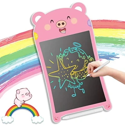 Abbildung von GUYUCOM LCD Schreibtafel, 8,5 Zoll Schreibtafel Elektronisch und Maltafel Zaubertafel für Kinder mit bunter Heller Linie, Spielzeug ab 3 Jahre Mädchen,Geschen （Rosa）