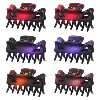 Abbildung von 6 Stück Kunststoff Haarspangen Klaue Damen Haar Schellen Haarnadel, Haarklauenclips Mittelgroße Haarklauen, Haarklammern aus Kunststoff, 4 x 2,4 cm, Harzmaterial 【Zufällige Farbe】