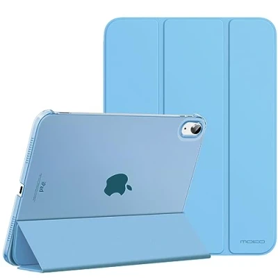 Abbildung von MoKo Hülle für ipad 10. Generation 2022, 10,9 Dünne Leichte PU Leder Tablet mit Auto Schlaf/Aufwach Funktion Transluzente PC Rückseite, Sonnig Himmelblau