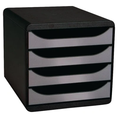 Abbildung von Exacompta Schubladenbox Big Box Metallic 4 Fächer schwarz/silber metal