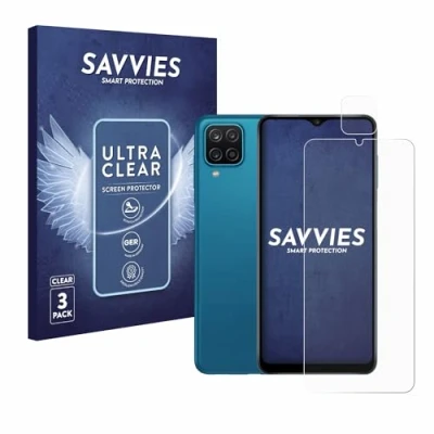 Abbildung von Savvies 6 Stück Schutzfolie für Samsung Galaxy A12 (Display+Kamera) Displayschutz Folie Ultra Transparent