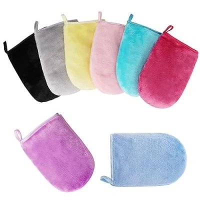 Abbildung von 10 Stück Make Up Entferner Handschuhe, Weiche Flanell Waschhandschuhe, Gesichts Reinigungshandschuhe, Wiederverwendbare Handschuhe
