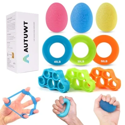 Abbildung von Premium Fingertrainer Klettern Ball Handtraining Handtrainer Set Hand Grip Trainer Strengthener Finger Exerciser Griffbälle Stretcher Silikon zur Stärkung der und Unterarme (9pcs)