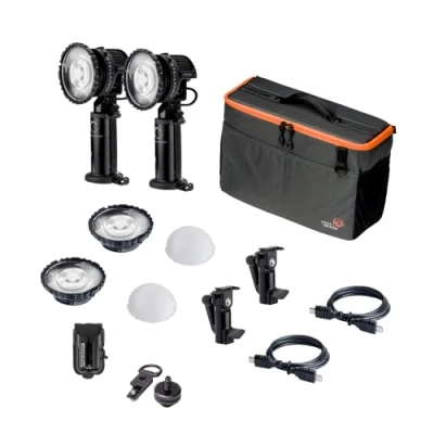Abbildung von StellaPro Reflex S LED Dauerlicht und Stroboskop Blitzlicht für Fotografie, 2 Lichter Set