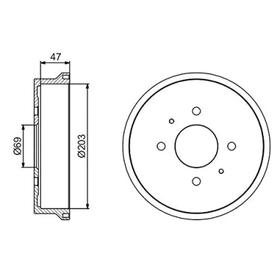Abbildung von BOSCH 0 986 477 235 Bremstrommel 239 Hinterachse MITSUBISHI: COLT 6, SMART: Forfour I