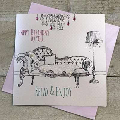 Abbildung von white cotton cards E58 Geburtstagskarte &quot;Happy Birthday To You... Relax &amp; Enjoy&quot;, handgefertigt