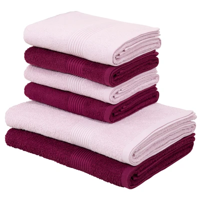 Abbildung von my home Handtuch Set &quot;Anna, 2 Duschtücher 70x140, 4 Handtücher 50x100&quot;, (Set, 6 St., (50x100 cm) (70x140 cm), Set, gestreifte Bordüre, 100% Baumwolle, zweifarbig