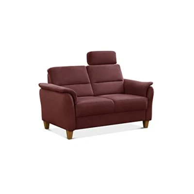 Abbildung von CAVADORE 2er Sofa Palera mit Federkern / Kompakte Zweisitzer Couch im Landhaus Stil inkl. 1 Kopfstütze 149 x 89 Mikrofaser, Rot