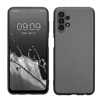 Abbildung von kwmobile Case kompatibel mit Samsung Galaxy A13 4G Hülle Schutzhülle aus Silikon metallisch schimmernd Handyhülle Metallic Grau