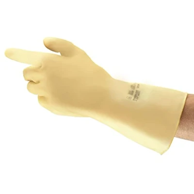 Abbildung von Ansell Comasec &amp; Marigold Featherweight Plus G31H / 9.5 Naturgummilatex Handschuh, Chemikalien und Flüssigkeitsschutz, Größe 9,5, Naturfarben (12 Paar pro Beutel)