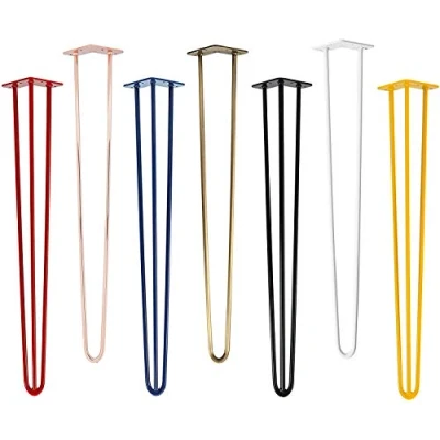 Abbildung von Natural Goods Berlin 3X Hairpin Leg Tischbeine 12mm Stahl viele Farben alle Größen 45cm/2 Streben (Schwarz)