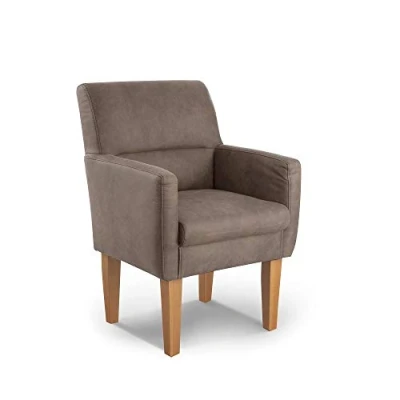 Abbildung von CAVADORE Diningsessel Kira / Polstersessel für Küche, Esszimmer oder Wohnküche in Lederoptik Passend zur Küchengarnitur 66 x 96 71 Hochwertiges Mikrofaser: Graubraun