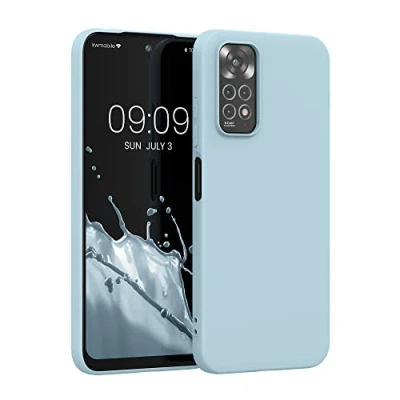 Abbildung von kwmobile Hülle kompatibel mit Xiaomi Redmi Note 11 / 11S weiches TPU Silikon Case Cover geeignet für kabelloses Laden Hellblau matt
