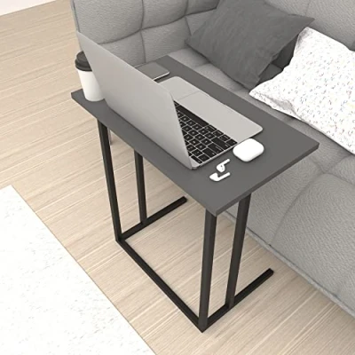 Abbildung von en.casa Laptoptisch, »Högsby« Beistelltisch C Form 65,5x60x35,5 cm aus Metall Anthrazit