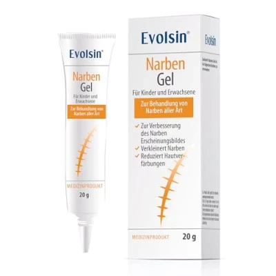 Abbildung von Evolsin Hautpflegegel Narbengel für Kinder &amp; Erwachsene aus der Apotheke, Verbesserung narben, Reduziert Hautverfärbungen