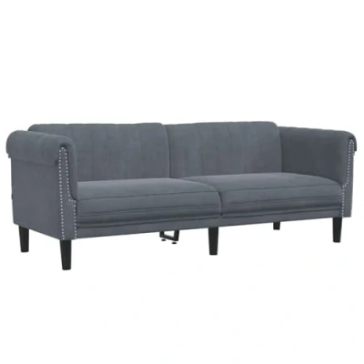 Abbildung von vidaXL Sofa 3 Sitzer, Couch mit Armlehnen Rückenlehne Stützbeine, Loungesofa für Wohnzimmer, Polstersofa Sofagarnitur, Modern, Dunkelgrau Samt