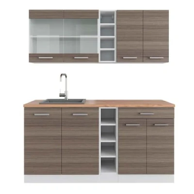 Abbildung von Vicco Singleküche R Line, Edelgrau/Weiß, 160 cm, AP Eiche