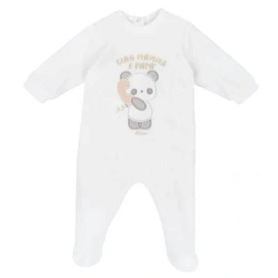 Abbildung von Chicco, Tutina con apertura patello, in ciniglia, Baby Unisex, Weiß (3), 0M, Entworfen Italien