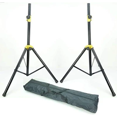 Abbildung von 2 Stück PROFI Lautsprecherstativ S39B 60 kg / 100 185 cm Stahl schwarz mit Tragetasche/Tasche Boxenstativ/Boxenständer extra breite Dreibein