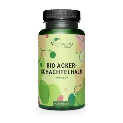 Abbildung von Bio Ackerschachtelhalm Kapseln Vegavero® 1000 mg Zinnkraut Extrakt (5:1) Aus biologischem Anbau Equisetum arvense Vegan &amp; Ohne Zusätze 90 Stück