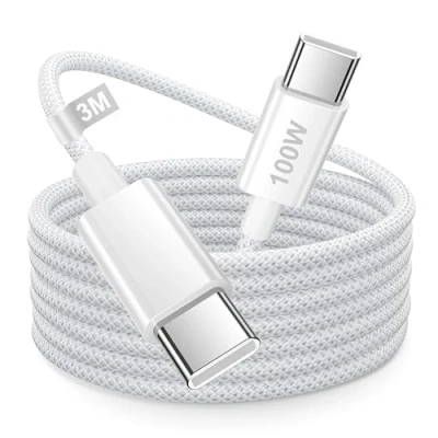 Abbildung von USB C Kabel 100W Weiß, PD3.0 Schnellladekabel auf 3M Ladekabel Typ Nylon für iPhone 15 16 Pro Max/Plus,iPad Pro/Air,MacBook Air Pro,Samsung S25 S24 S23