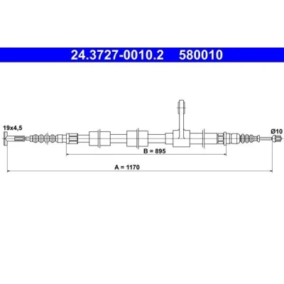 Abbildung von ATE 24.3727 0010.2 Handbremsseil 1170 ALFA ROMEO: 147