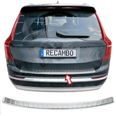 Abbildung von RECAMBO Ladekantenschutz Edelstahl matt gebürstet mit Textur kompatibel für Volvo XC90 2 BJ ab 2015 Styling und Schutz die Stoßstange
