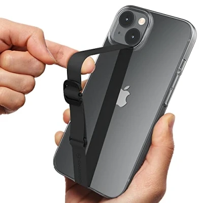 Abbildung von Sinjimoru Frei Längenverstellbares Handy Fingerhalter Band, Wiederverwendbarer Elastischer Silikon Finger Halter Griff als Phone Strap Holder für iPhone &amp; Android. Sinji Loop Buckle Black