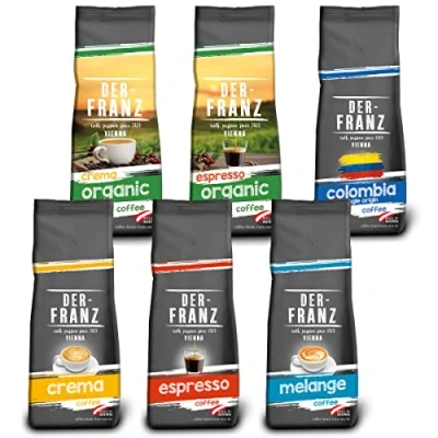 Abbildung von Der Franz Kaffee Pack (1 x Crema, 1 Espresso, Melange, Colombia, Espresso Organic, Crema Organic), ganze Bohne, 6 500 g