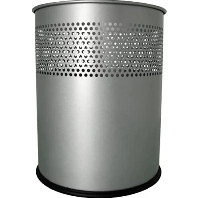 Abbildung von HELIT Papierkorb Metall silber 15 Liter Nr. H2515799, Lochdekor, Höhe 32cm