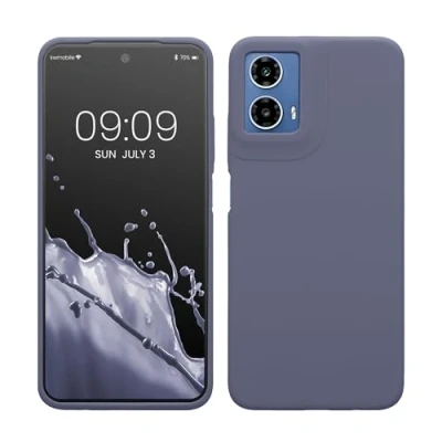 Abbildung von kwmobile Hülle kompatibel mit Motorola Moto G34 5G Silikon Handy Case Handyhülle weiche Oberfläche kabelloses Laden Lavendelgrau