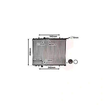 Abbildung von VAN WEZEL *** IR PLUS 40002189 Kühler, Motorkühlung Aluminium 380 545 18 mit Zubehör Kühlrippen mechanisch gefügt PEUGEOT: 206 Schrägheck, SW