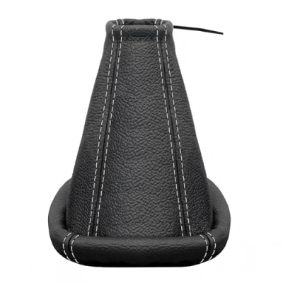 Abbildung von L&amp;P A0003 3 Schaltsack Schaltmanschette 100% Echtleder Leder Schwarz Naht Grau Ersatzteil für Corsa B