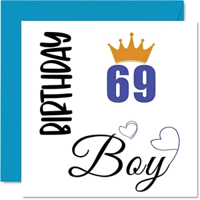 Abbildung von Geburtstagskarte zum 69. Geburtstag für Männer Junge Happy Karten 69 Jahre alten Mann Großvater Opa Stiefvater Onkel Bruder, 145 mm x Sixty Ninth Grußkarten Geschenk