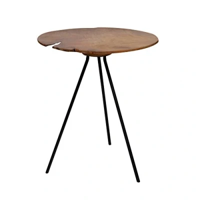 Abbildung von Brillibrum Design Teakholz Beistelltisch Dreibeintisch Tischplatte Aus Teak Blumenhocker Couchtisch Massiv Dunkel Kaffeetisch 39,5cmø (außergewöhnlich)