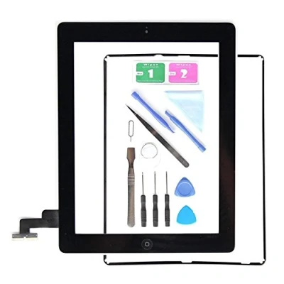 Abbildung von E Soul Touchscreen Digitizer Frontglas Ersatzbildschirm für Pad 2 A1395 A1396 A1397, Montage beinhaltet Home Taste + Kamerahalter vorinstallierter Klebstoff Werkzeugsatz (Weiß)